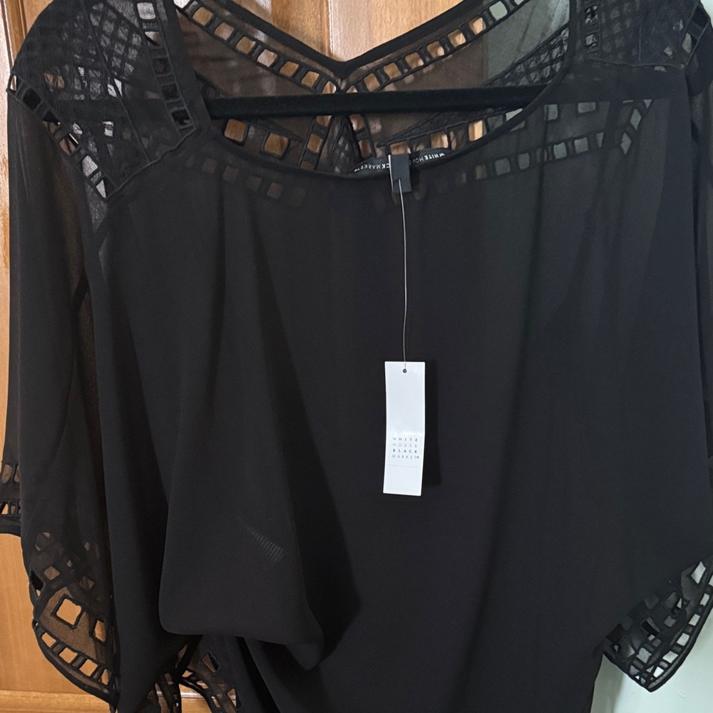 White House Black Market Black Sheer Blouse